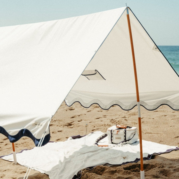 Tente de plage frangée Premium Rivie White - BUSINESS & PLEASURE CO. - THE NICE FLEET