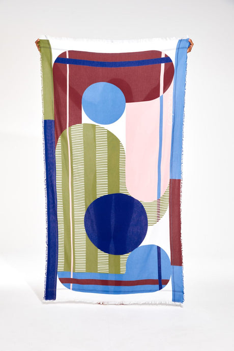 Drap de plage Abstract Kaki Rose - MAPOÉSIE PARIS - THE NICE FLEET