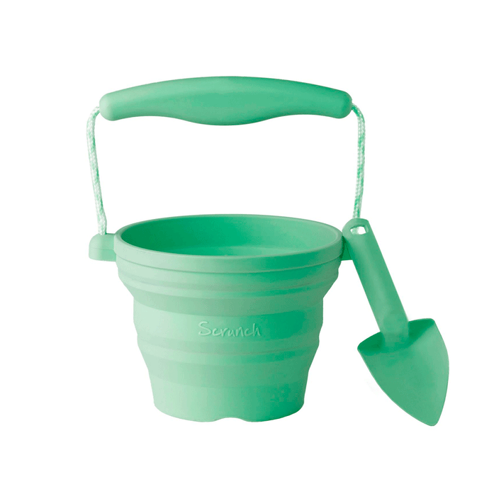 Mini foldable bucket + shovel mint - SCRUNCH