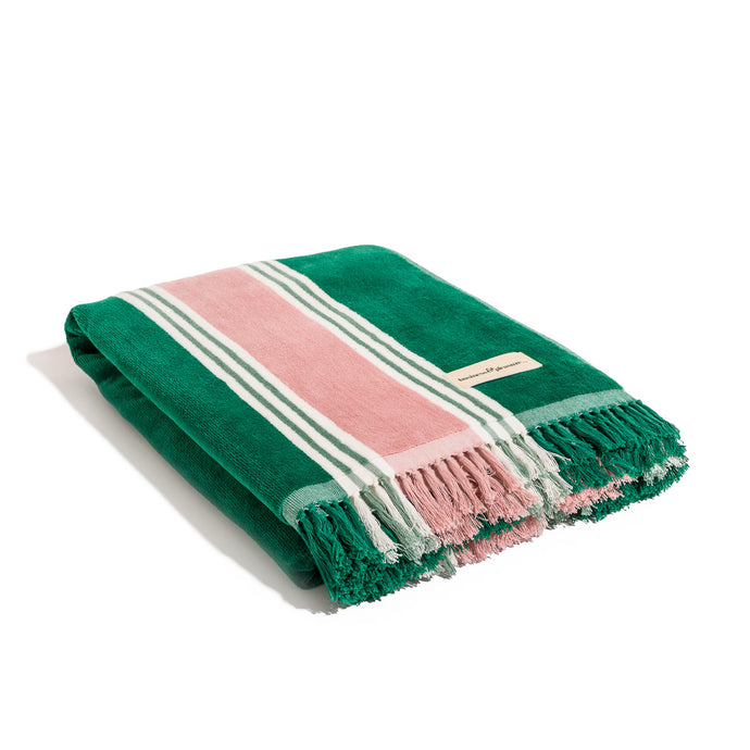 Serviette de plage Bistro Green Stripes - BUSINESS & PLEASURE CO. - THE NICE FLEET