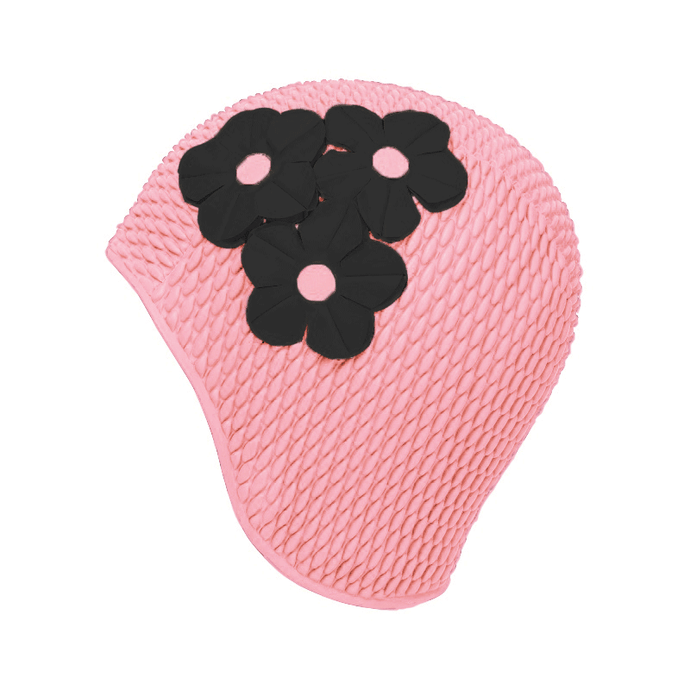 Bonnet de bain rétro à fleurs rose / noir - KORES - THE NICE FLEET